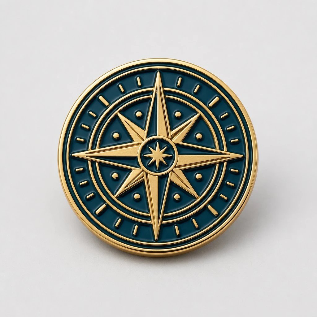 Custom compass enamel pin