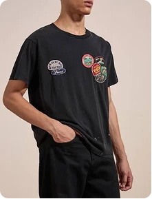 Custom embroidered patch on a polo shirt