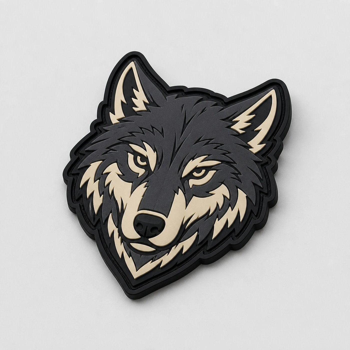 Custom die-cut wolf PVC patch